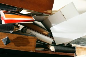 close up of a bunch of junk piled up