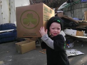 Flannery's little boy helping with a move