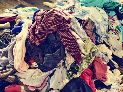 pile of clothes in a room