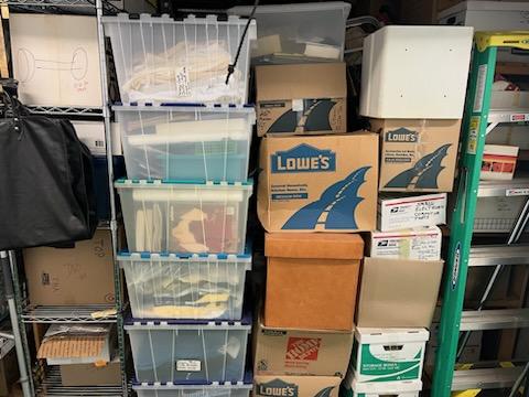 close up of a bunch of boxes and storage items in a home in MA