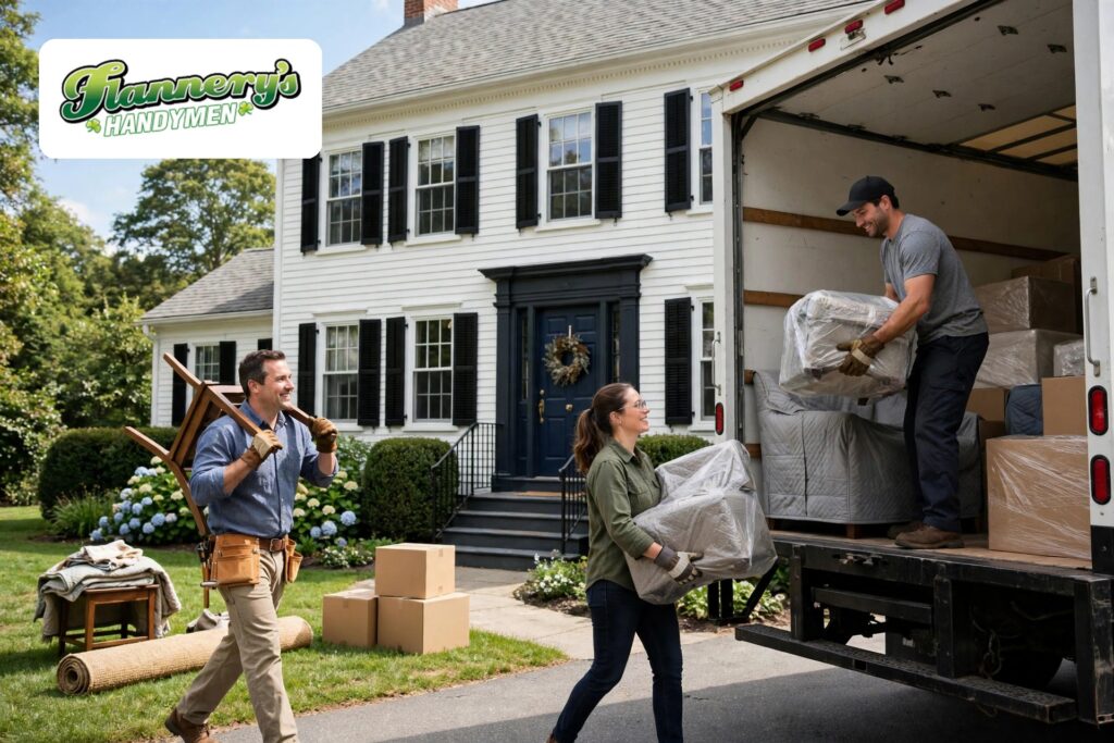 Estate cleanout crew loading furniture outside a North Shore home - Flannery's Handymen